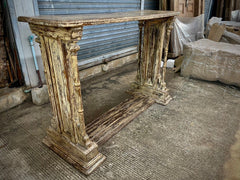 Indian Hand Carved Solid Wood Carved Console Table Rustic White