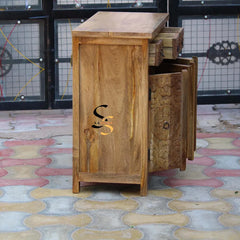 Indian Hand Carved Mango Wood 3 Drawer & 3 Door Cabinet D130