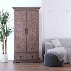 Indian Hand Carved Solid Wood Wardrobe C20