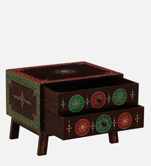 Shanti Surprise Hand Painted Solid Wood Bedside Table In MultiColour