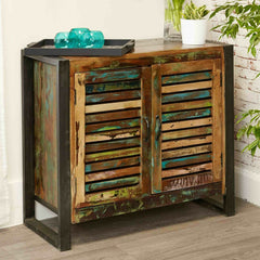 Aspen Reclaimed Wood Industrial Shoe Hall Cabinet 90cm