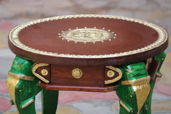 Indian Hand Carved Brass Work Solid Wood Coffee Table C136