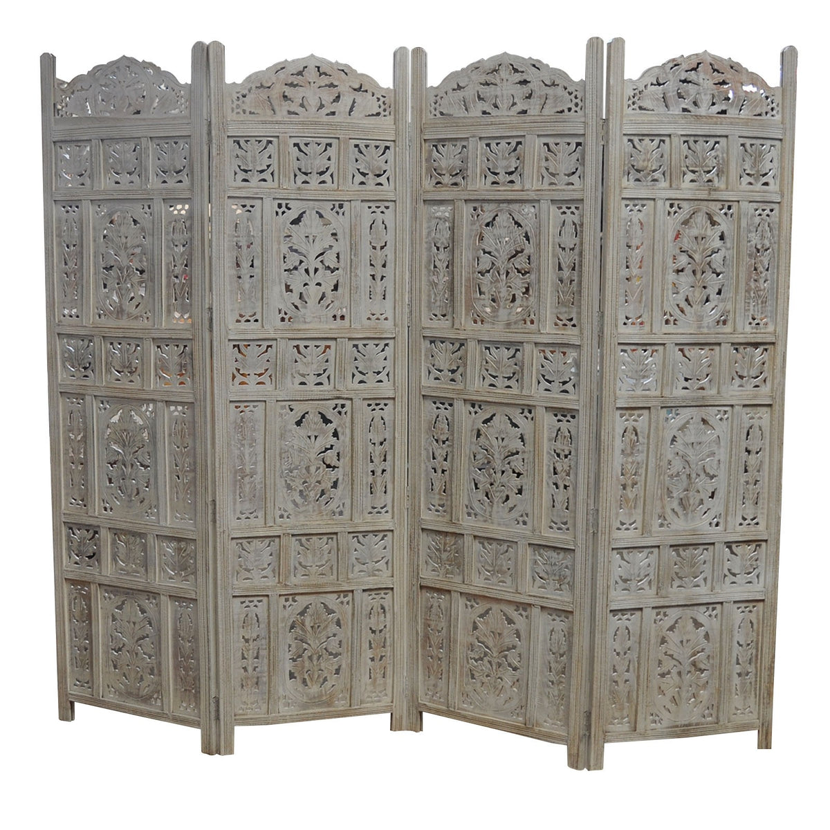 Dynasty Carved Wooden Partition Screen Natural