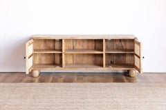 The Gileteen Handmade Solid Mango Wood Rattan Media TV Unit