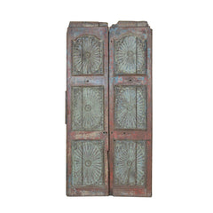 Indian Vintage Antique Hand Carved Reclaimed Wood Door 104