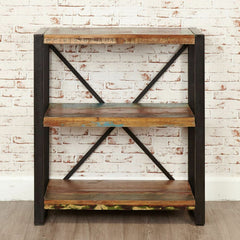 Aspen Reclaimed Wood Industrial Small Bookshelf Book Case 90x40x90cm