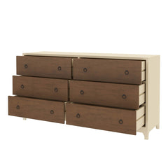 Blanc Indian Solid Wood Two Tone Bedroom Dresser With 6 Drawers