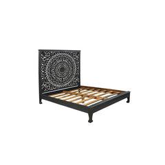 Dynasty Hand Carved Solid Wood Low Profile Standard Bed Black