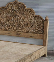 Hand Carved Solid Wood Bed Frame Natural 191