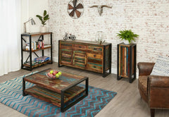 Aspen Reclaimed Wood Industrial 1 shelf slatted Coffee Table