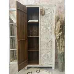 Hand Carved Solid Wooden Cupboard Wardrobe D129