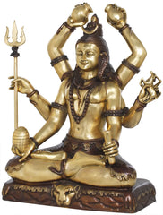 Indian Lord Shiva Mahamrityunjaya Brass Statue