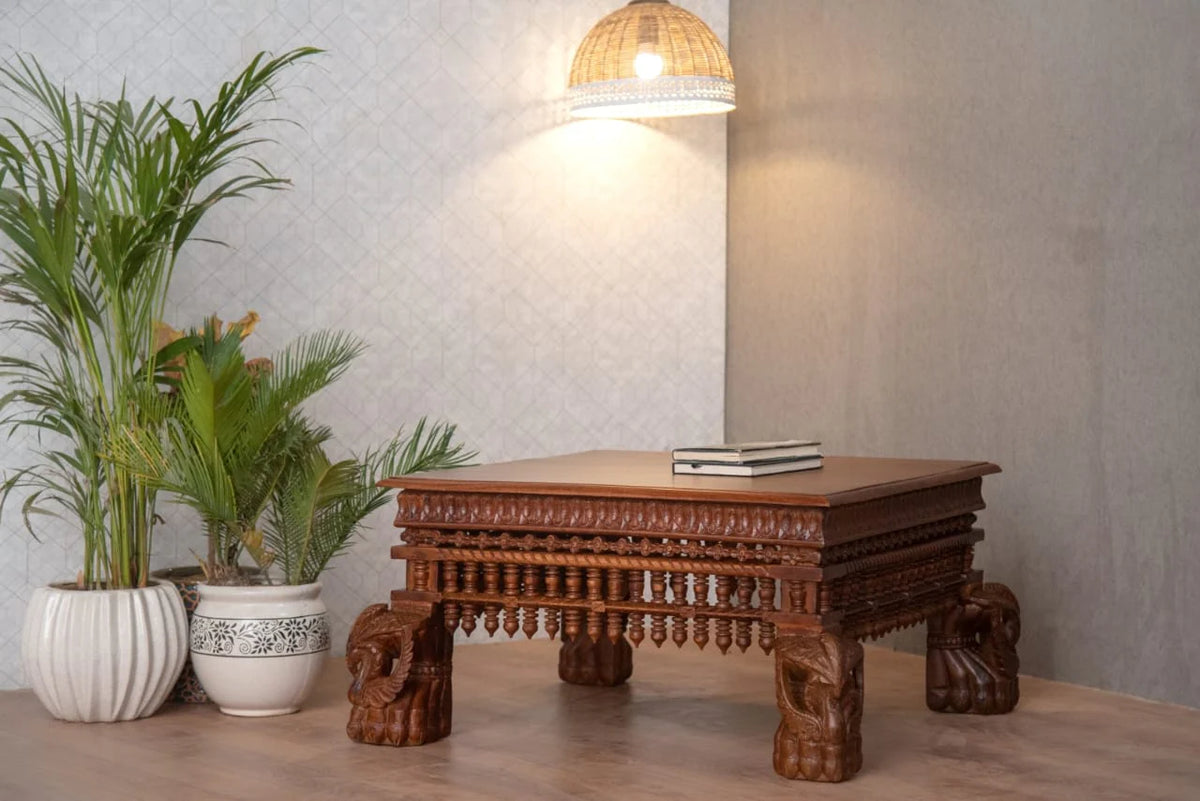 Indian Hand Carved Royal Heritage Mango Wood Coffee Table C66