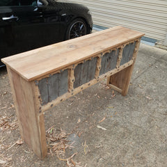 Handmade Carved Reclaimed Old Wood Console Table With Iron Fittings