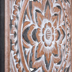 Heritage Heirlooms Solid Mango Wood Decorative Hand Carved Square Wall Panel