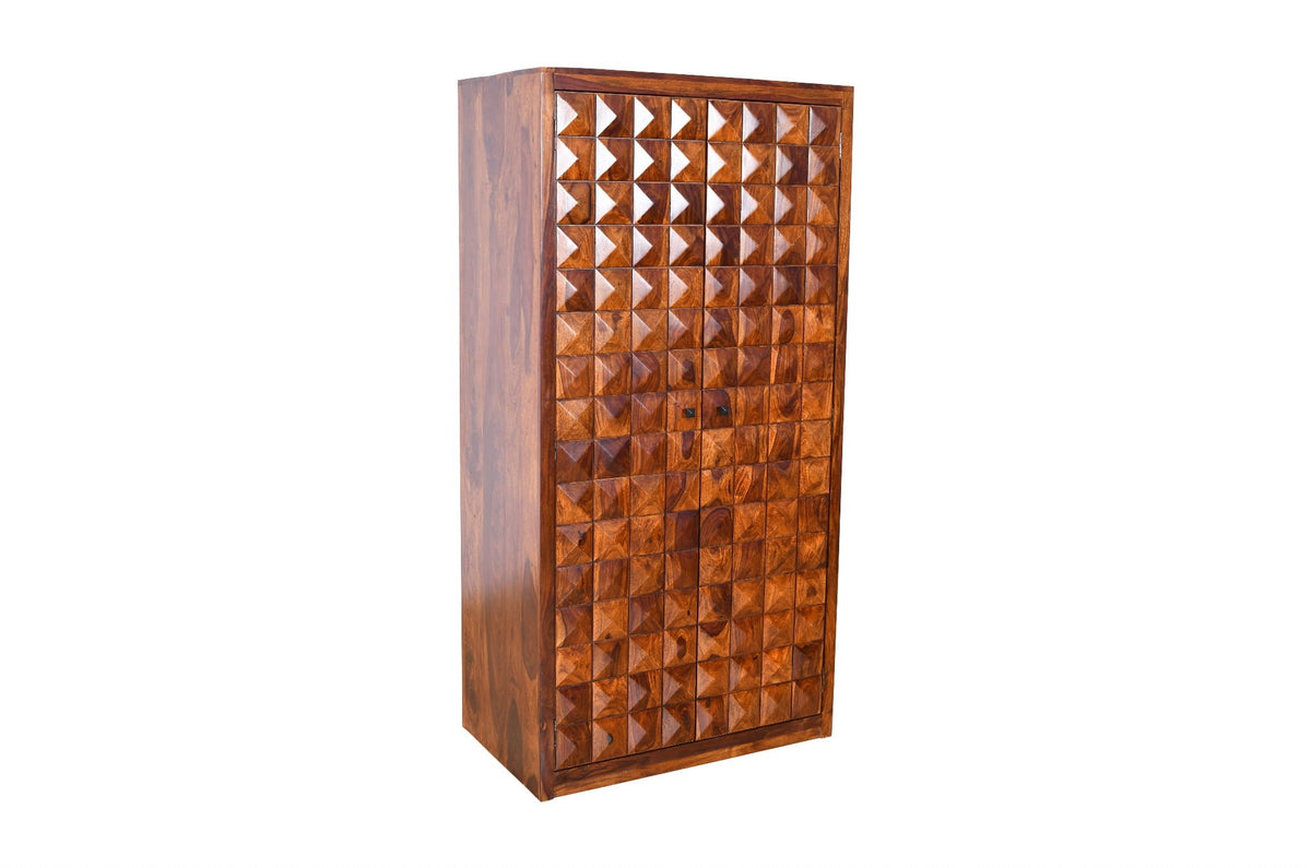 Diamond Indian Sheesham Solid Wood Wardrobe Cabinet 100x50x200cm