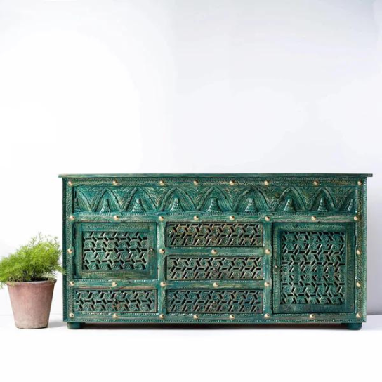 Indian Hand Carved Solid Wood Sideboard S68