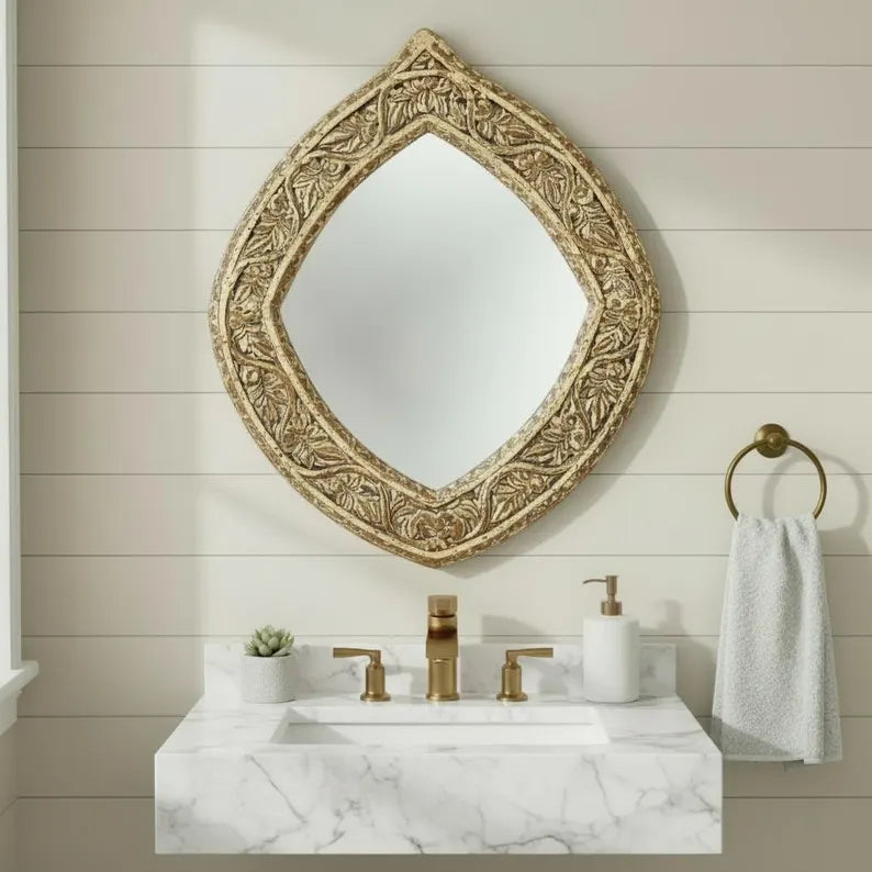 Hand Carved Rustic Solid Wood Mirror Frame 109