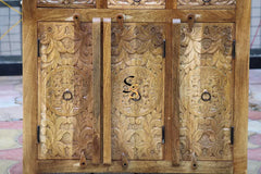 Indian Hand Carved Mango Wood 3 Drawer & 3 Door Cabinet D130