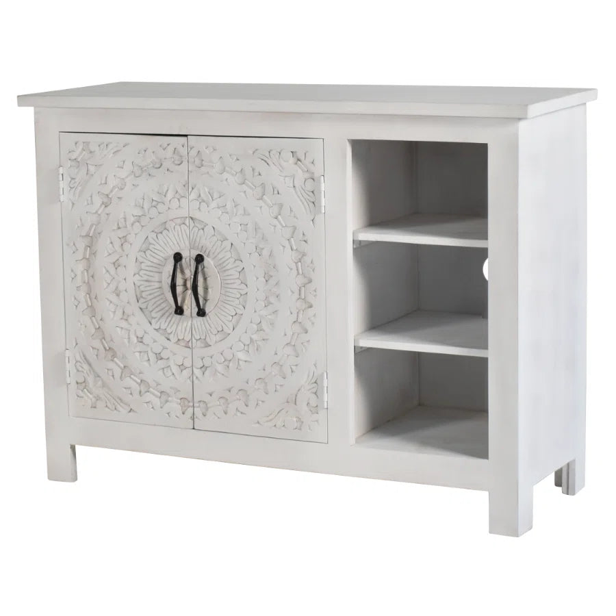 Mandala Lace Hand Carved Solid Wood TV Unit Stand B26