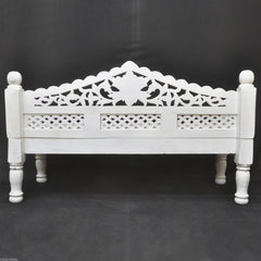 Mughal Garden Hand Carved Balinese Daybed White M