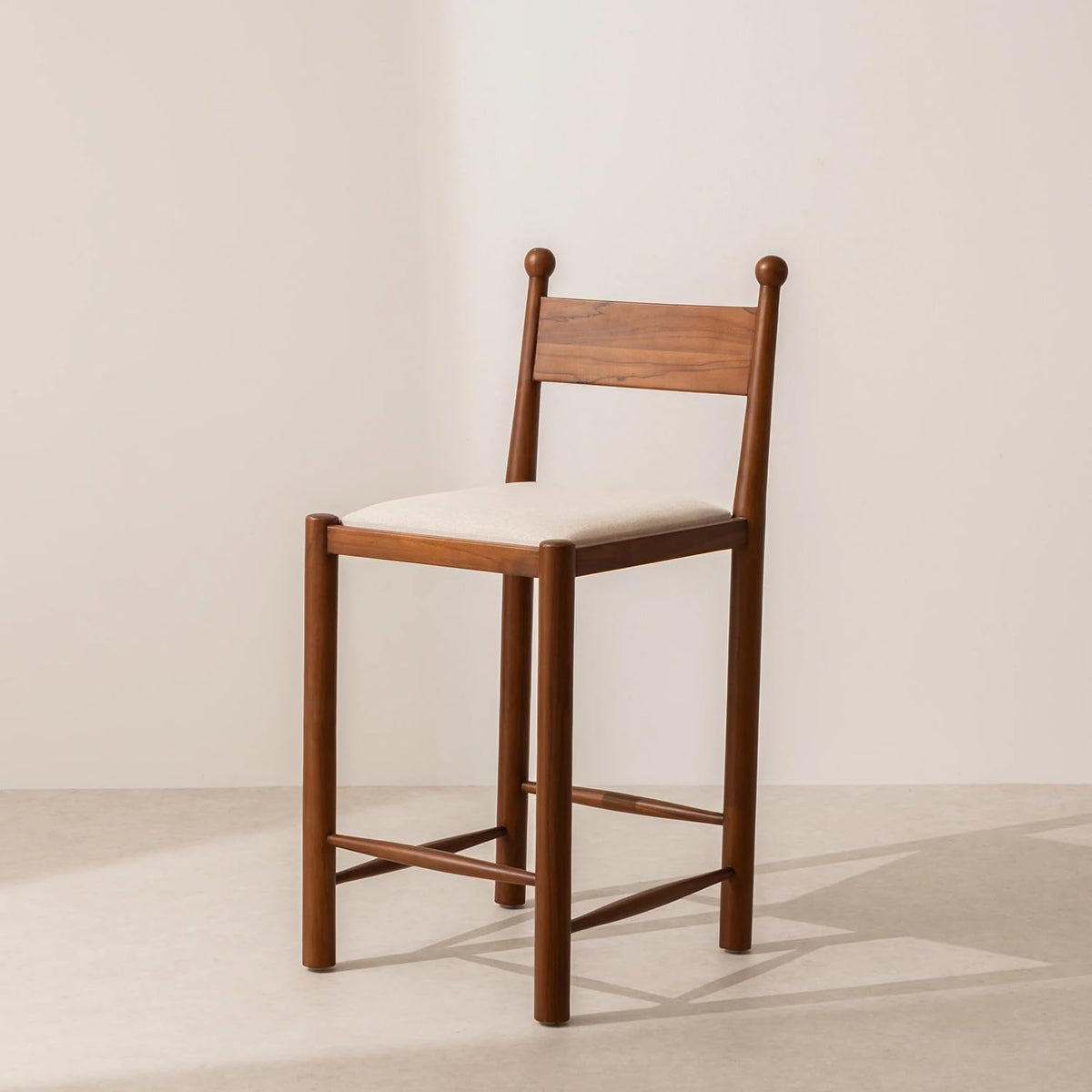 The Gileteen Wooden Finials Dining Chair with Upholstered Seat