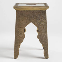 Brass Embossed Hand Carved Solid Wood Side Table 49