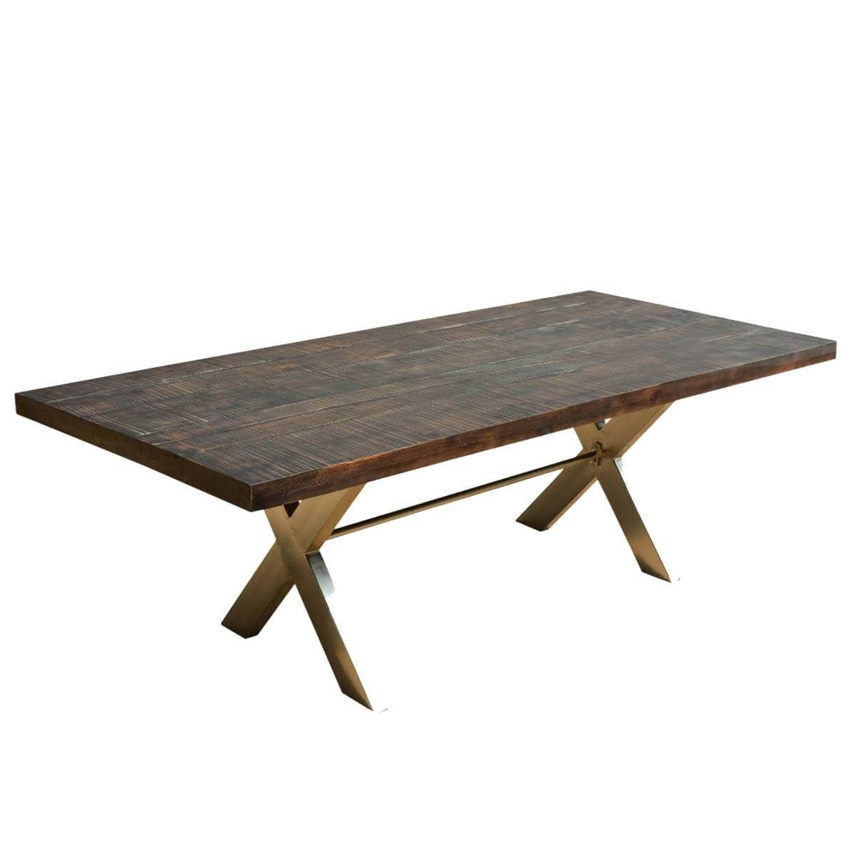 Industrial Large Rustic Wood Industrial Iron X Base Dining Table Black