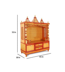 Sheesham Wood Handmade Mandir Home Temple In Brown