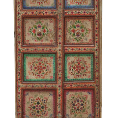 Indian Vintage Antique Hand Painted Teak Wood Door Panel 121