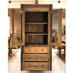 Metal Factory Industrial Indian Solid Wood & Metal Cabinet Bookshelf B13