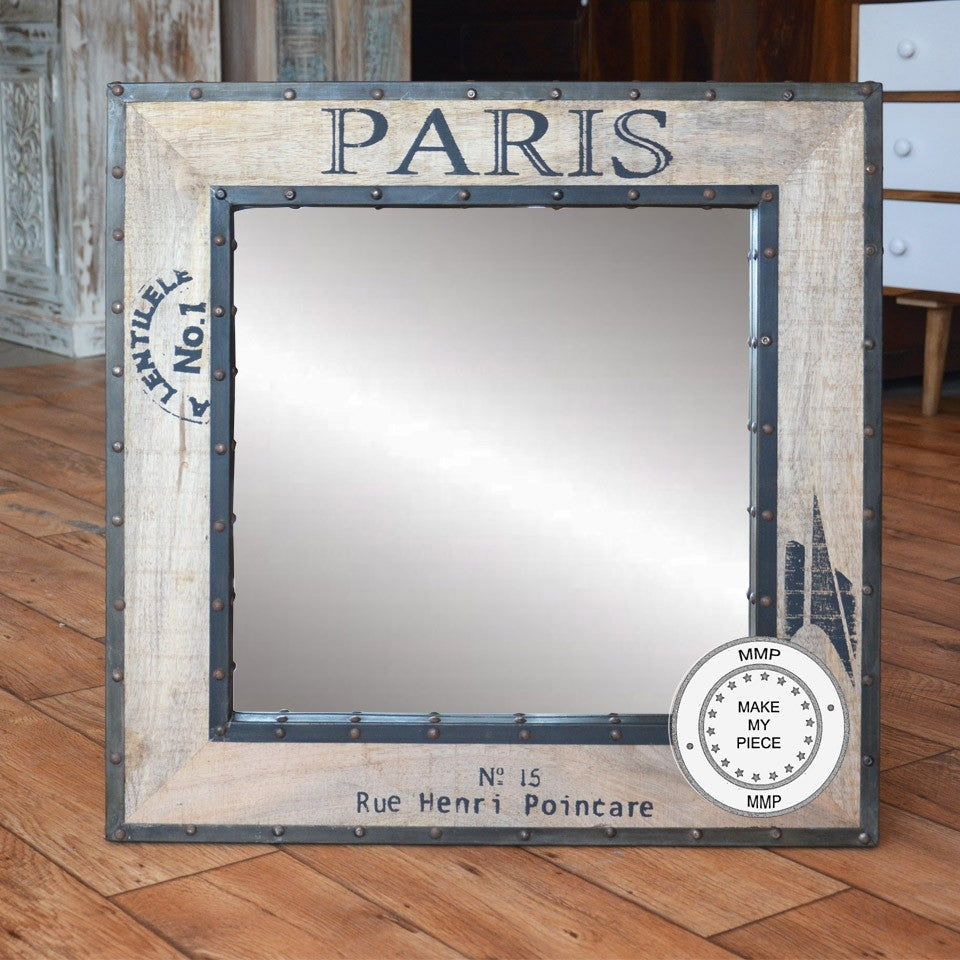 Earth Industrial Indian Solid Wood Frame With Mirror Natural