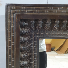 Indian Handmade Carved Wooden Mirror Frame Brown 60x7x120Cm