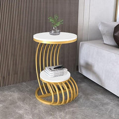 Urban Art Modern Round Side Table for Living Room Bedroom Iron Frame Wooden top Coffee Table Small Sofa end Table for Home Decor