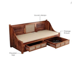 Rattan Elegance Series Mango Wood Daybed Sofa for Bedroom living room in Honey Finish