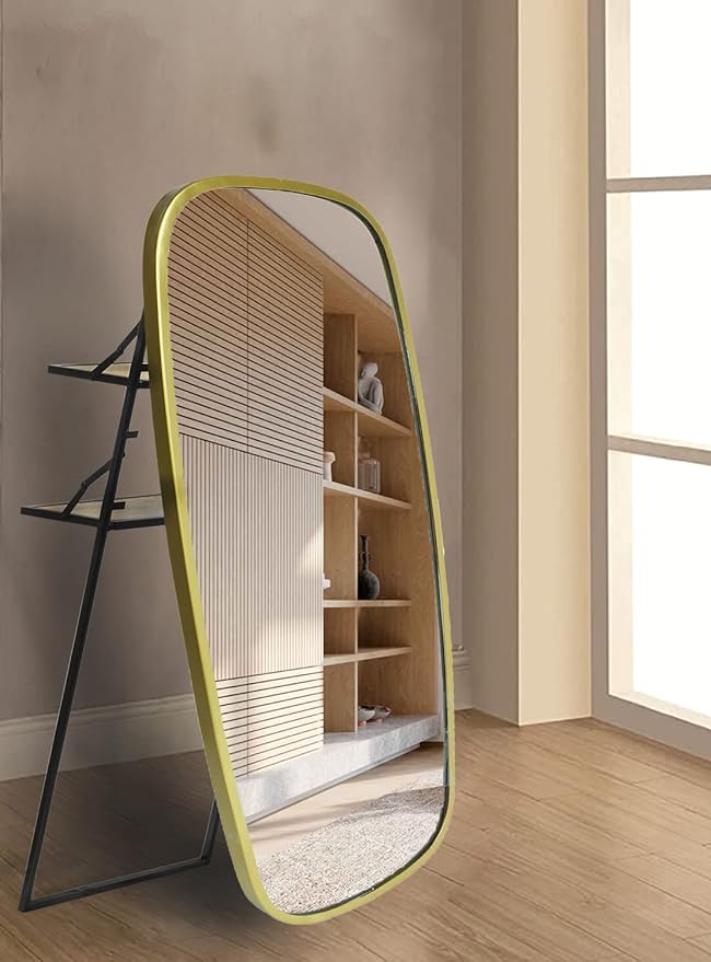 Corsica Ohana Oval Full-Length with Detachable Stand in Mild Steel Wall & Free-Standing Glam Gold Mirror Frame