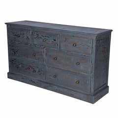 The Gileteen 7-Drawer Double Dresser Vintage Hand Painted Chest of 7 Drawers