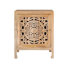 The Gileteen Hand Carved Wooden Bedside Cabinet 50Cms