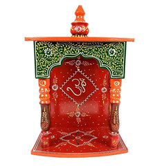 Handpainted Indian Home Decor Mango Wood Small Wall Mounted Home Temple