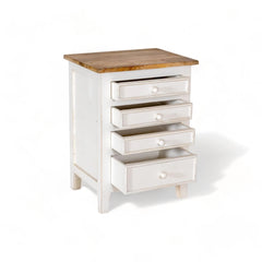 Kraft Bazaar Madrid Bed Side Table in White 45x35x60Cm