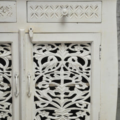 French Colonial solidwood Jali Carved sideboard White