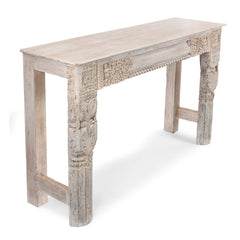 Antique Indian Hand Carved Solid Wood Console Table 07
