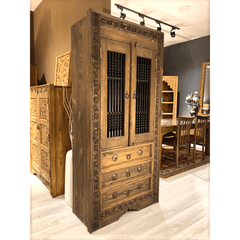 Metal Factory Industrial Indian Solid Wood & Metal Cabinet Bookshelf B13