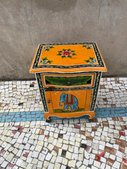 Indian Hand Painted Solid Wood Bedsides Table B4