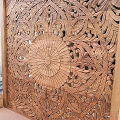 Dynasty Hand Carved Indian Solid Wooden Bed Frame Honey