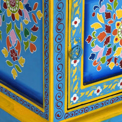 Mughal Hand Painted Multicolored Wooden Side Table