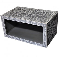 Bone inlay Gray Floral Coffee Table