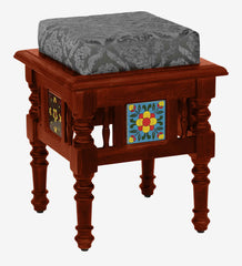 Moroccan Mosaic Mango Wood Seating Stool In Honey Oak Finish