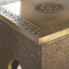 Brass Embossed Hand Carved Solid Wood Side Table 49