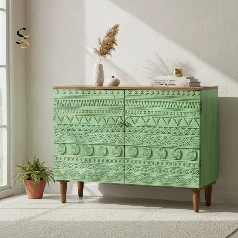 Hand Carved Solid Wood Sideboard S81